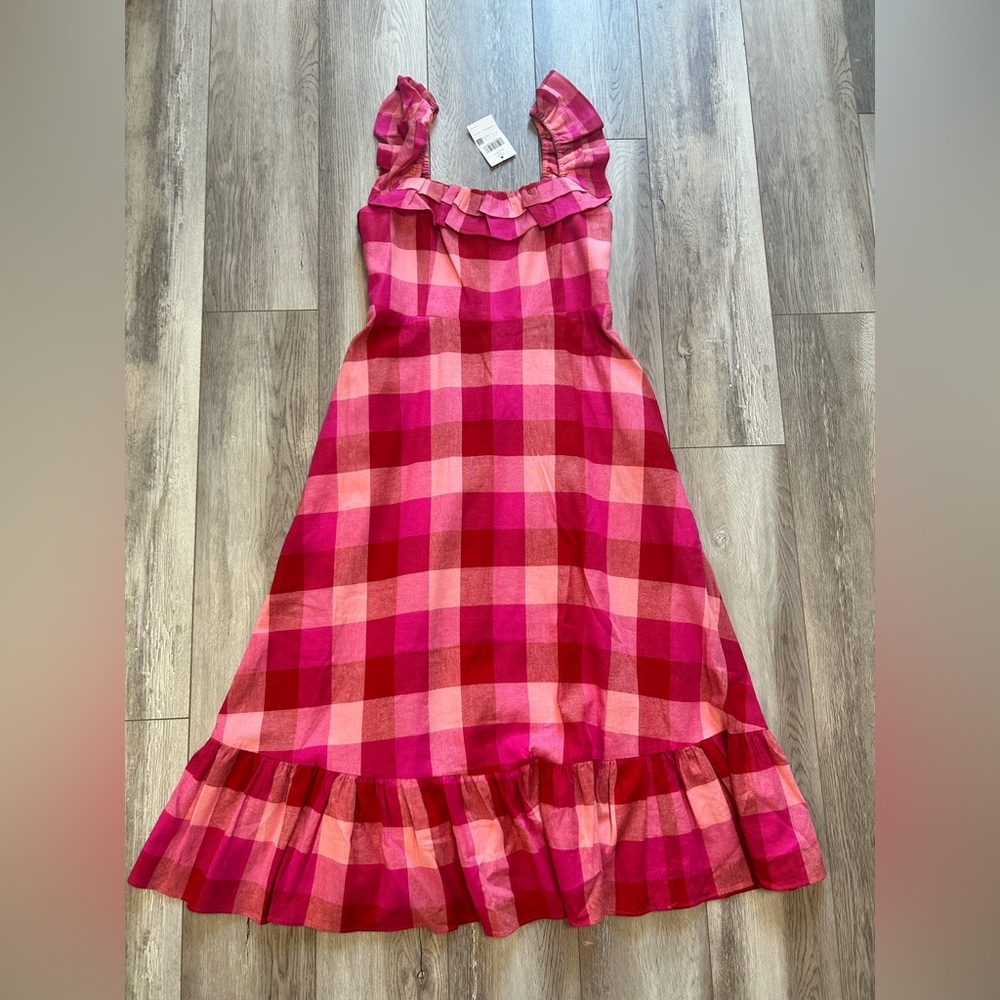 Kate Spade Ruffled Tiered Pink and Red Maxi Sundress